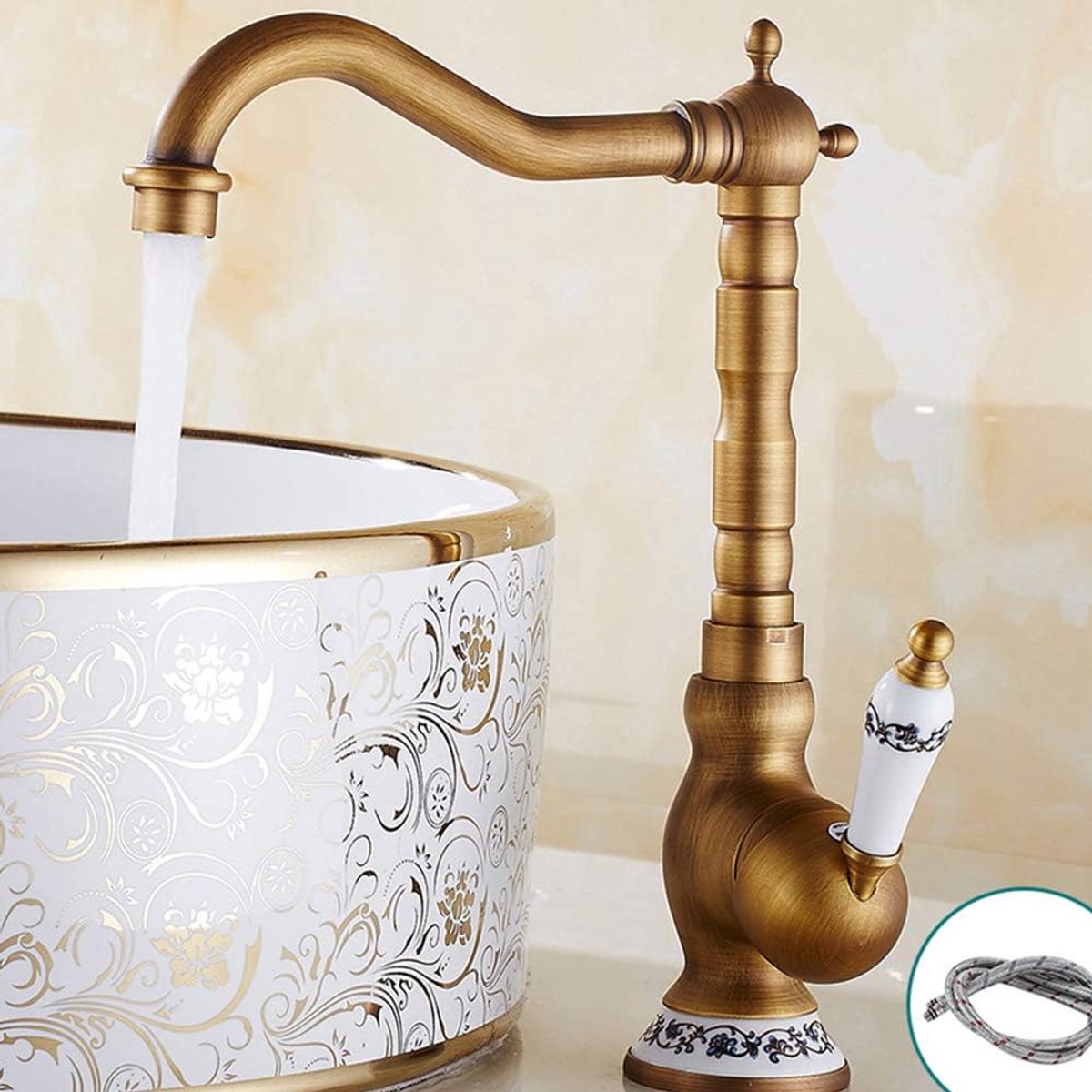 SnelShoppen - Keuken Mengkraan Vintage Antiek 320mm Hoogte - Klassieke Messing Kranen voor Keuken en Badkamer - Elegante En Onderhoudsvriendelijke Des