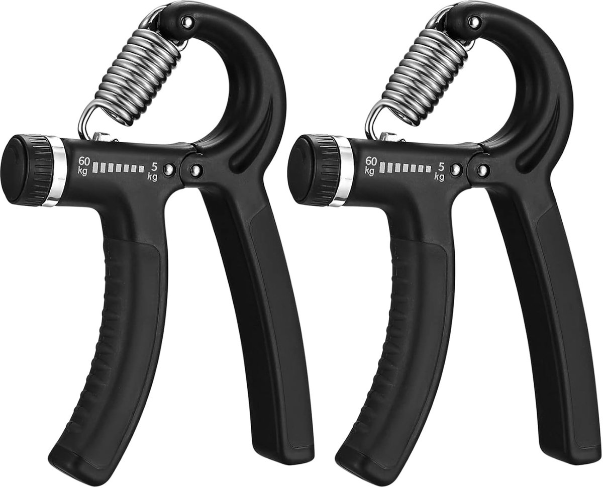 Thijox - 2 Stuks Handtrainer Gripkrachttrainer Onderarmtrainer Met Verstelbare Weerstand 5-60 kg - Duurzaam Rubber en Verenstaal - Ideaal Voor Fitness