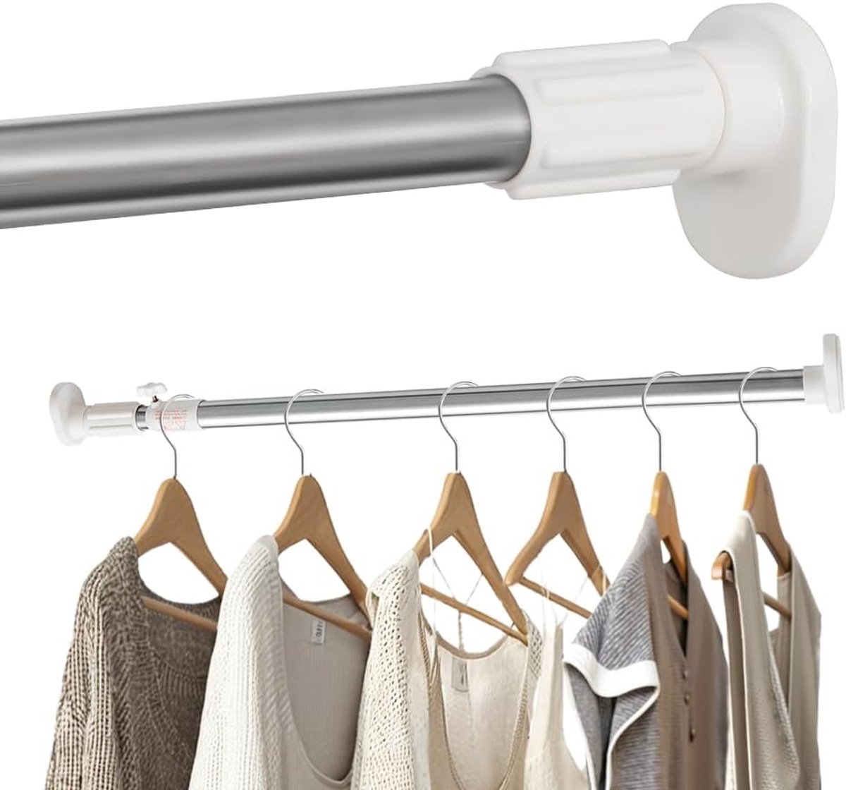 SnelShoppen - Expandable Tension Rod voor Douchgordijn en Kleding, 25.4mm RVS Buizen, Geen Boren Nodig, Ideaal voor Badkamer, Keuken, Kast en Woonkame