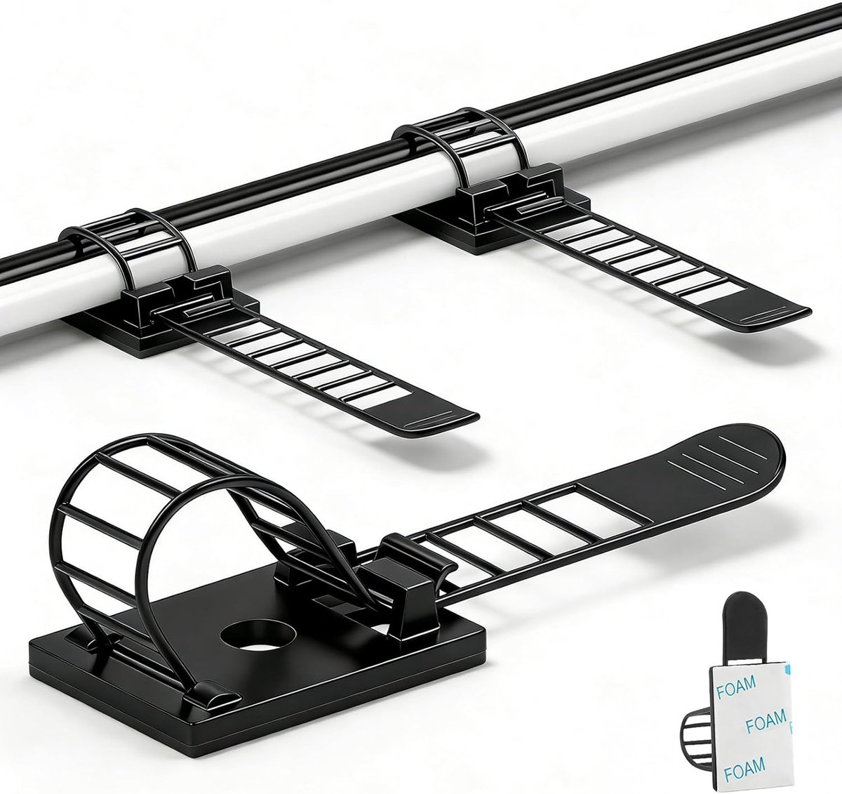 SnelShoppen - Desk Wire Organiser Kabelbinders Zelfklevende Kabelclips Kabelmanagement Kabelhouder Bureau 50 Stuks Zwart