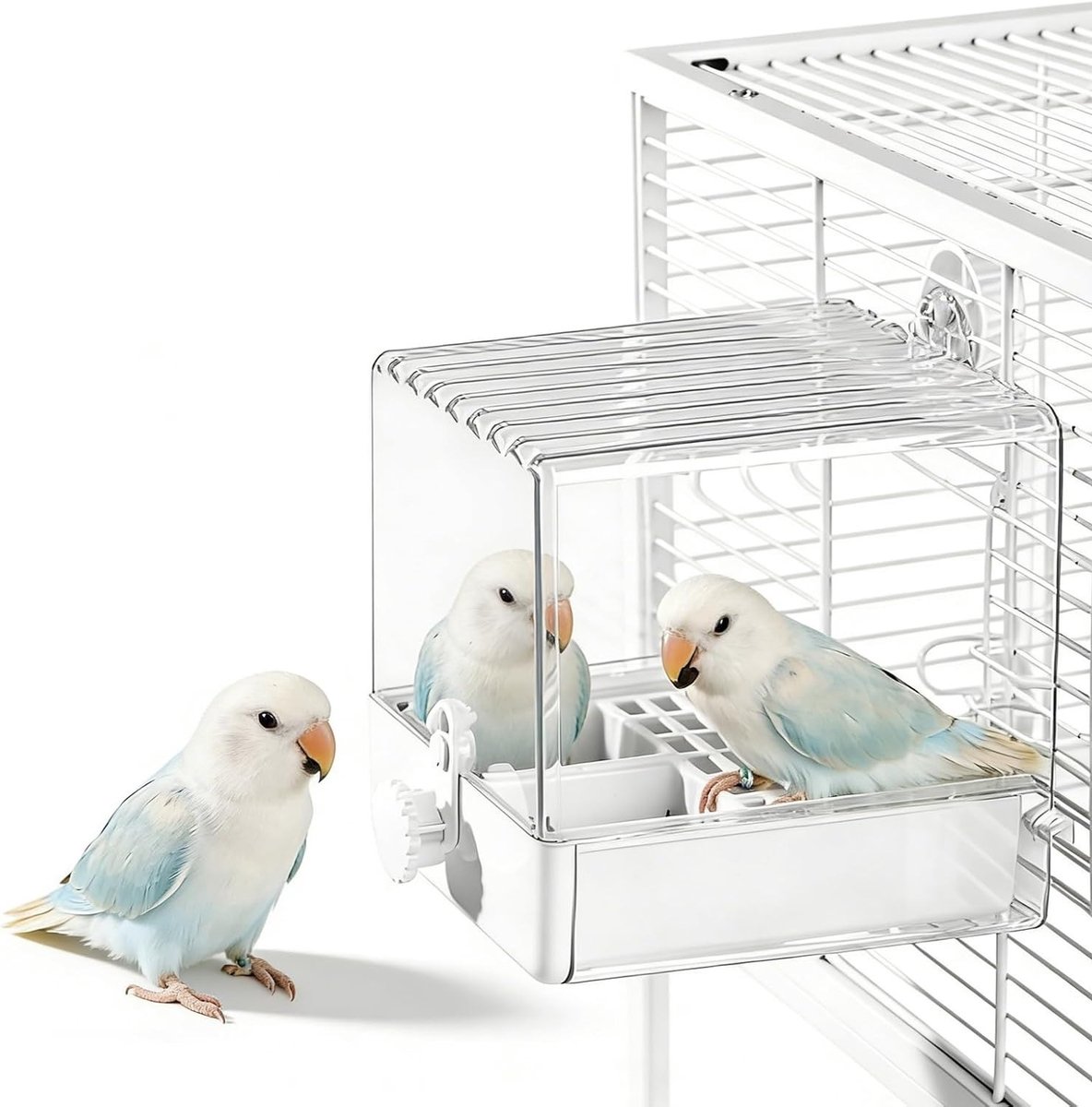 Hangend Vogelbad voor Kleine Vogels - 3-in-1 Badhuis voor Vinken, Parkieten en Leeuweriken, Ideaal Vogelkooiaccessoire, Versterkt Vogelwelzijn en Hygiëne