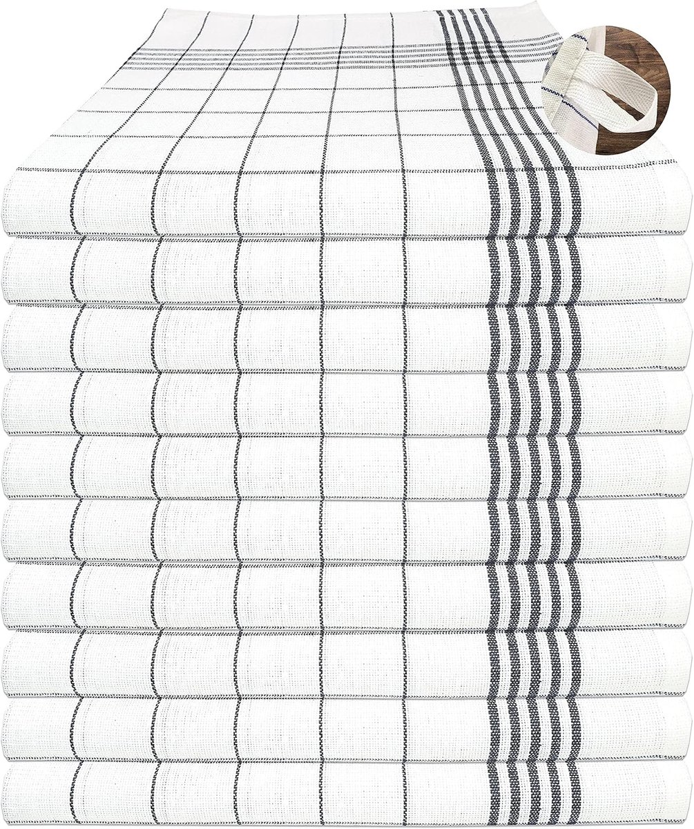 SnelShoppen - Keukenhanddoeken 100% Katoen, Volledig Gedraaid, 50 x 100 cm en 45 x 90 cm, 10 Stuks, Wasbaar tot 95°C, Perfect voor Keuken en Feest