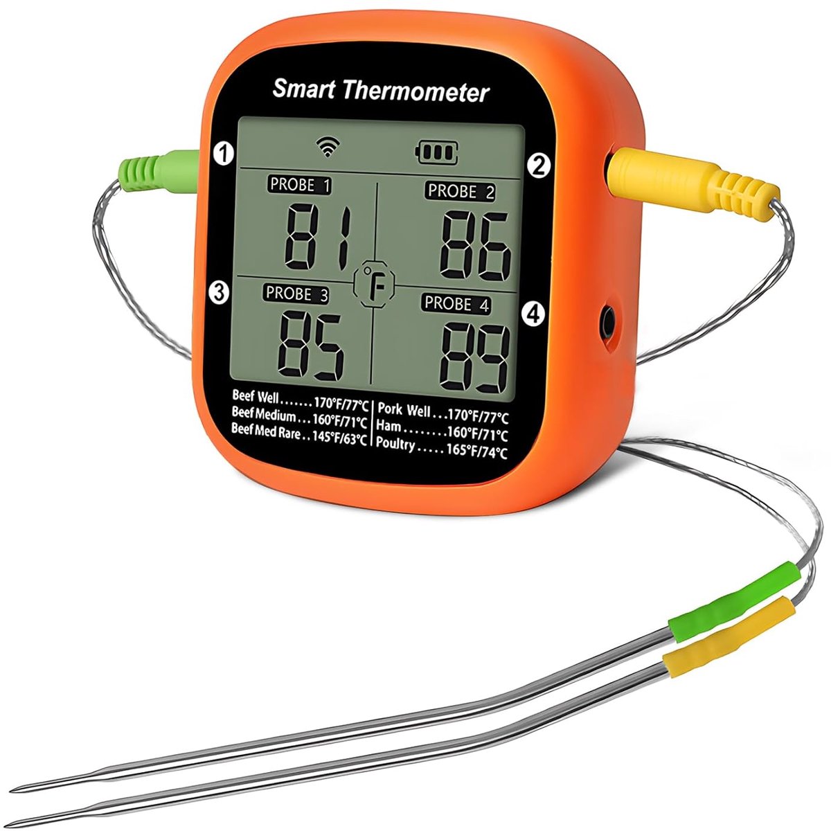 SnelShoppen - Digitale Draadloze Vlees thermometer met APP Besturing, Grote LCD Scherm met Achtergrondverlichting, Timer en Alarm, Ideaal voor BBQ, Gr