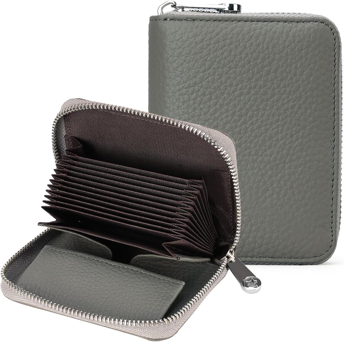 SnelShoppen - Dames Leren Portemonnee met Ritssluiting, Veel Compartimenten, RFID Bescherming, Compact en Klein 11.5 x 9 x 2.5 cm, Perfect voor Dageli