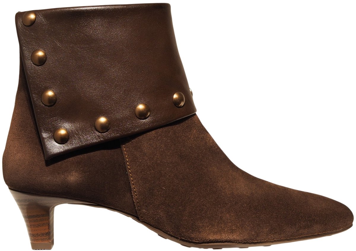 Hispanitas donkerbruine suède enkellaarzen met studs HI265062
