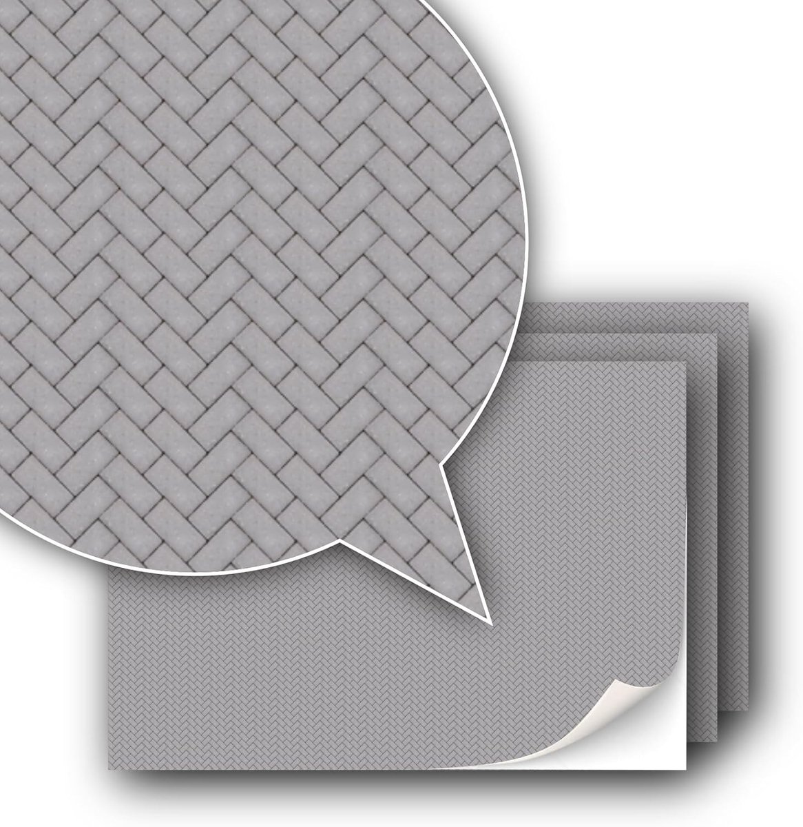 SnelShoppen - 3 Sheets Zelfklevende Decoratieve Film Paving Stones voor Modelbouw 1:87 (H0) - Haringbone Betonpatroon - DINA 5