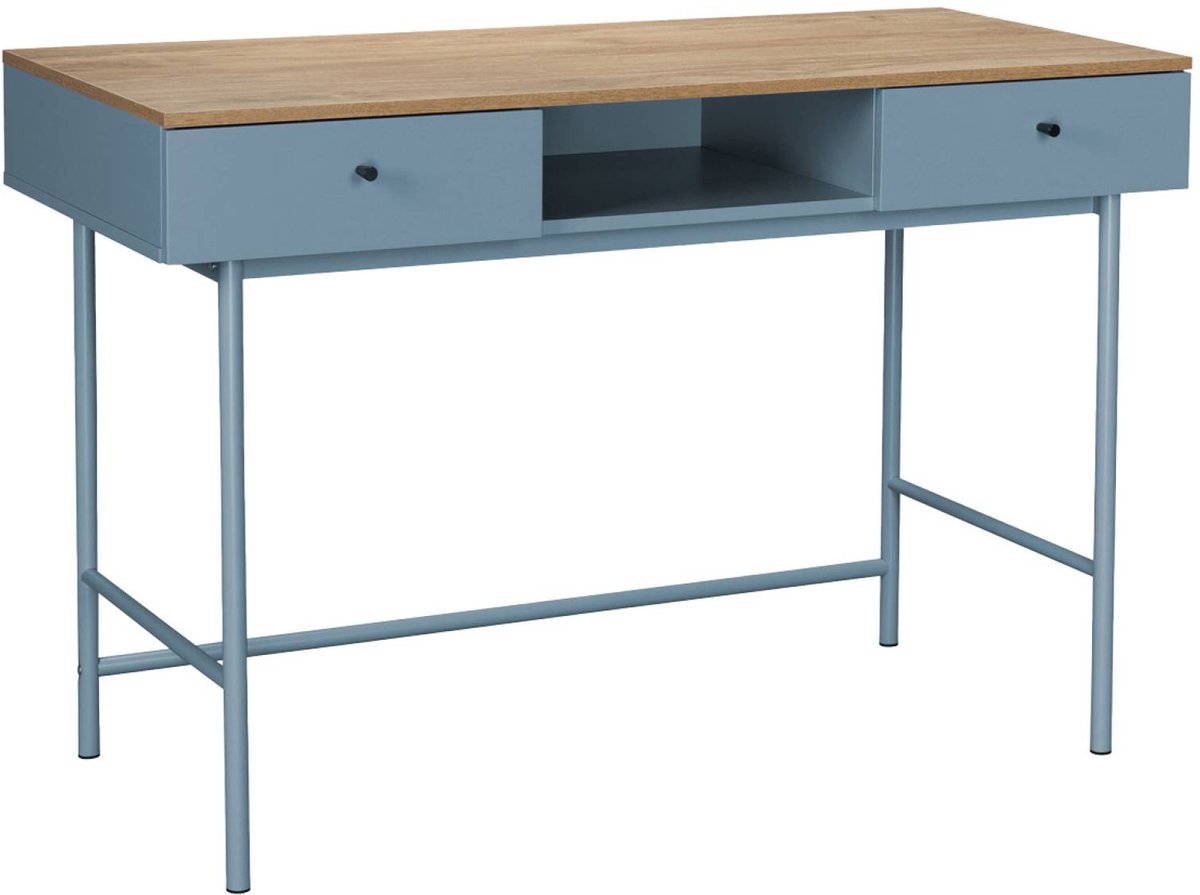 sweeek - Bureau met 2 lades en vak houteffect en ijzer - william