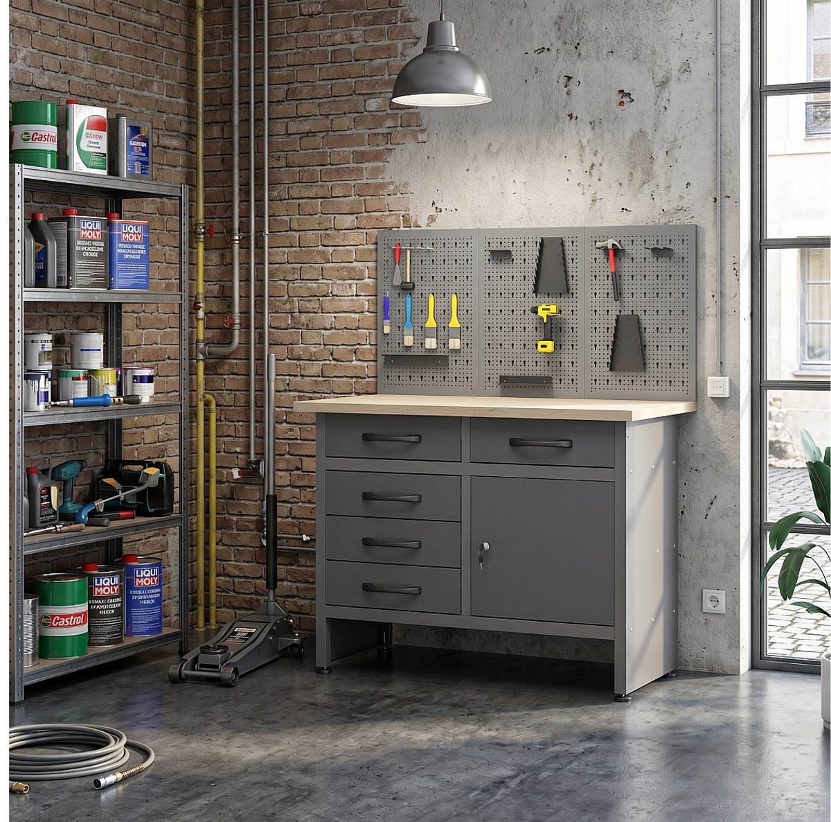 Vente-unique Geperforeerd paneel van staal - B120 x H60 cm - Grijs BRICANO