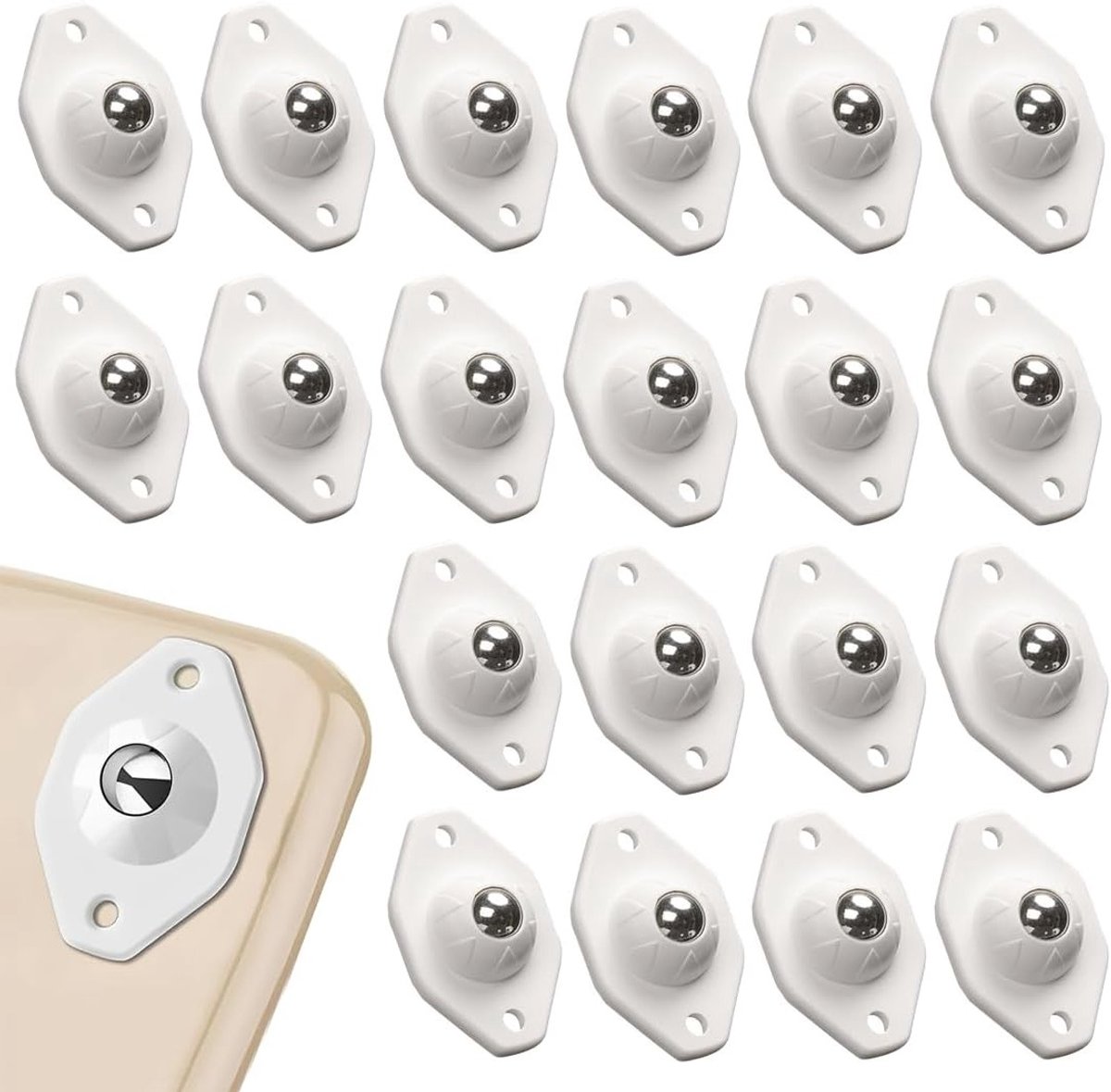 Set van 20 Zelfklevende Meubelwieltjes - Draagbare en Eenvoudige Installatie Zonder Boren voor Meubels en Accessoires