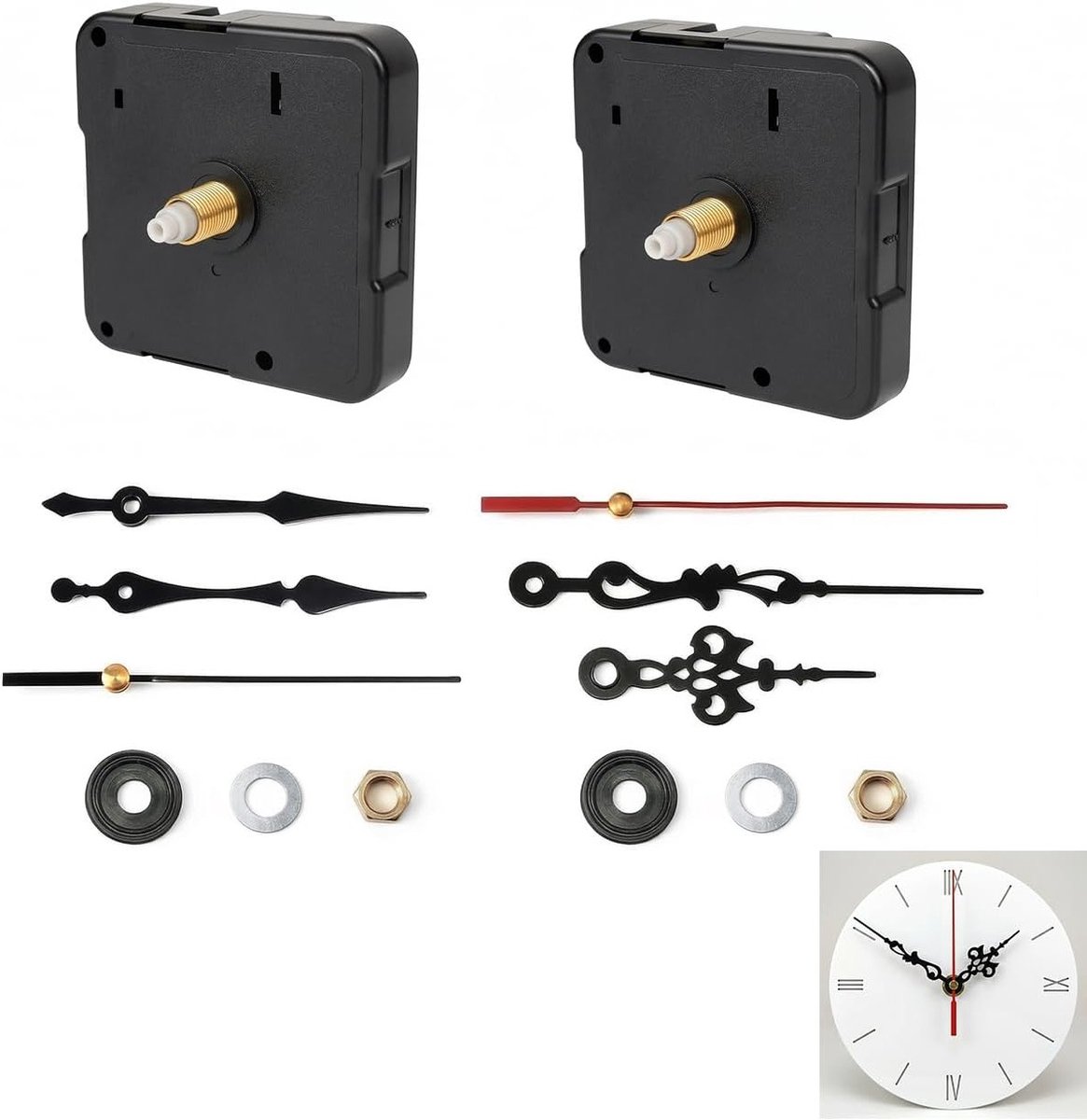 Wandklok Set van 2, Klassieke Quartz Beweging voor Creatie en Reparatie, Betrouwbare Tijdweergave voor Decoratieve Doeleinden