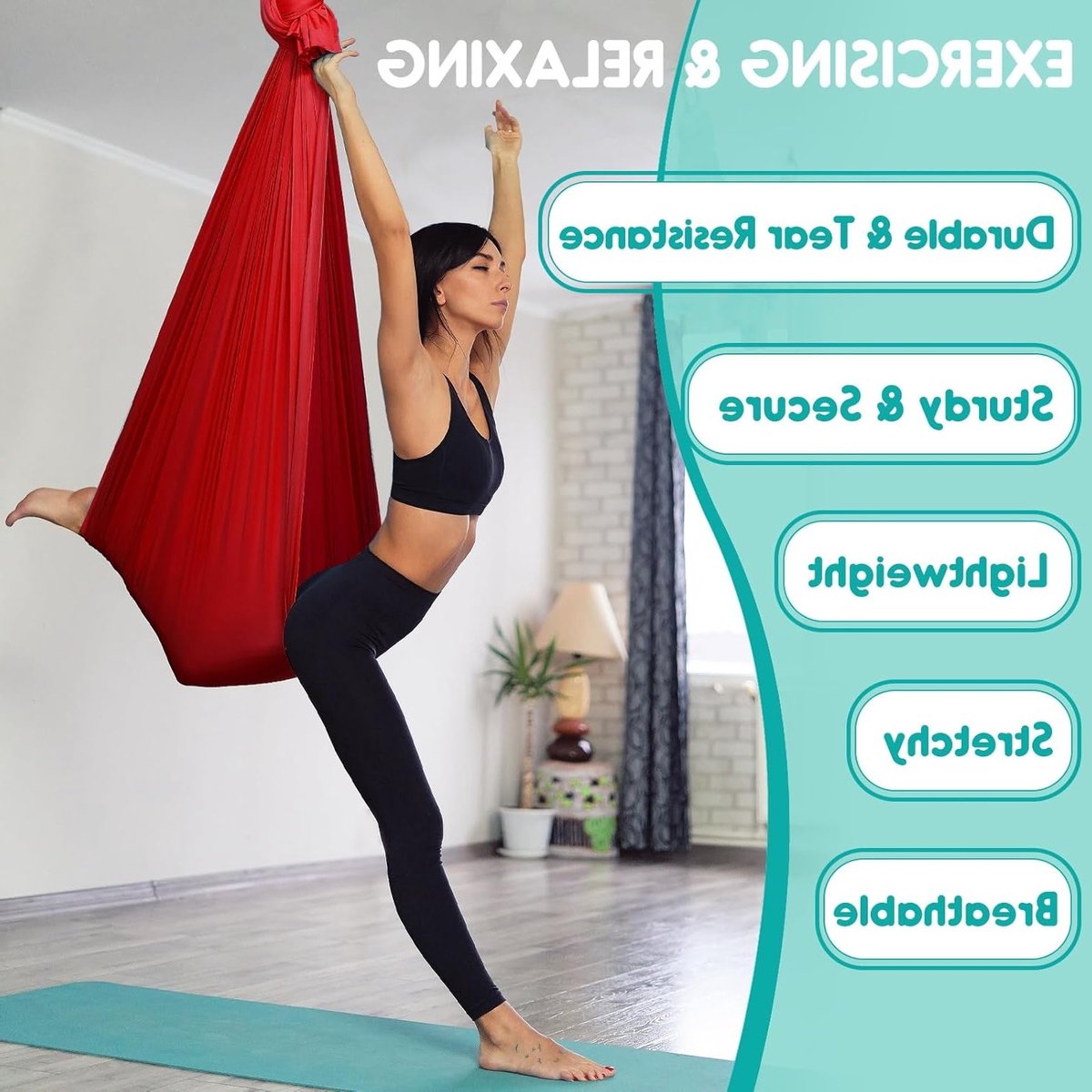Luchtige Yoga Hangmat voor Omkering en Flexibiliteit, Hoogwaardige Polyester Hangmat voor Yoga en Meditatie - Eenvoudige Montage met Veilige Bevestigingsset