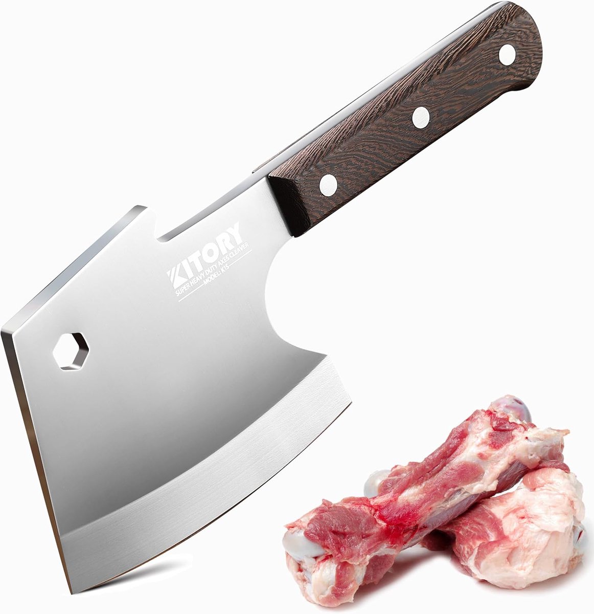 SnelShoppen - Handgesmede 15 cm Vleesmes - Zware 0.75 kg Cleaver voor Botten - Multifunctioneel Keukenmes voor Snijden, Hakken en Chopping - Perfect v