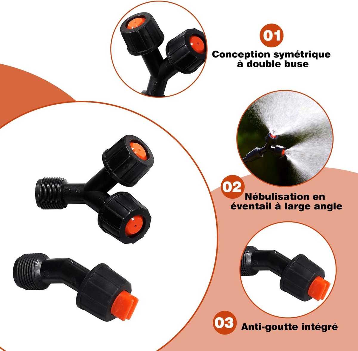 SnelShoppen - 2 x Plastic Spray Nozzles, Tuin Irrigatie Accessoires, Vervangnozzles voor Efficiënte Besproeiing en Schoonmaken, Verstelbare Sprayhoek,