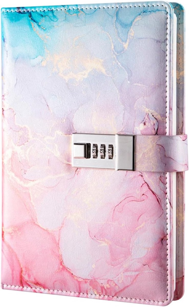 SnelShoppen - A5 Dagboek met Slot - Minimalistisch en Elegant Notitieboek - Leer Reisetagebuch - 100 Vel - Roze - Voor Vrouwen, Mannen, Meisjes, Jonge
