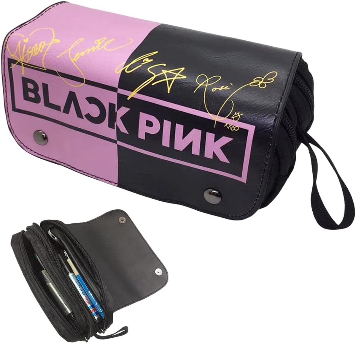 SnelShoppen - Pencil Case Kinderen, PU Leer Pennen Etui, Lichtgewicht, Duurzaam, Makkelijk Schoon te Maken, Voor School, Tieners, Creatief Gebruik, Ro