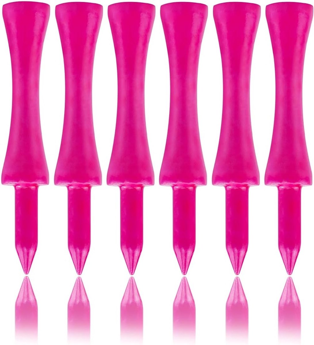 Biologische en Duurzame Golf Tees van Bamboe - 60mm, 100 Stuks, Roze, Milieuvriendelijk Golfaccessoire