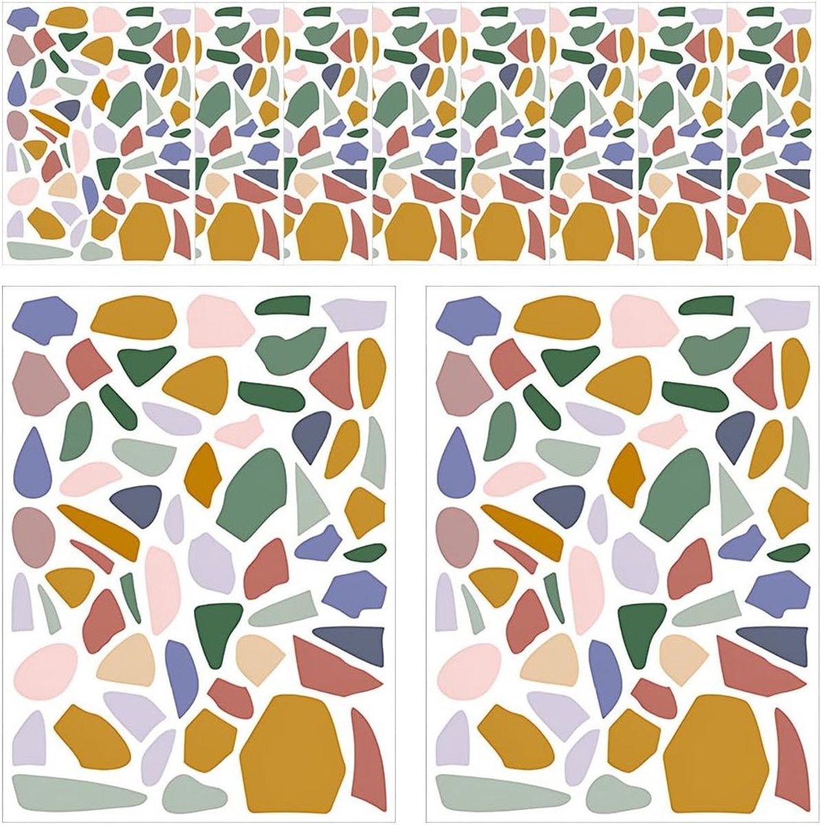Kleurrijke Polka Dot Muurstickers - Boho Terrazzo Geometrische Abstracte Wanddecoratie voor Slaapkamer, Woonkamer en Meubels, 10 Vellen met Ongelijke Vlekken