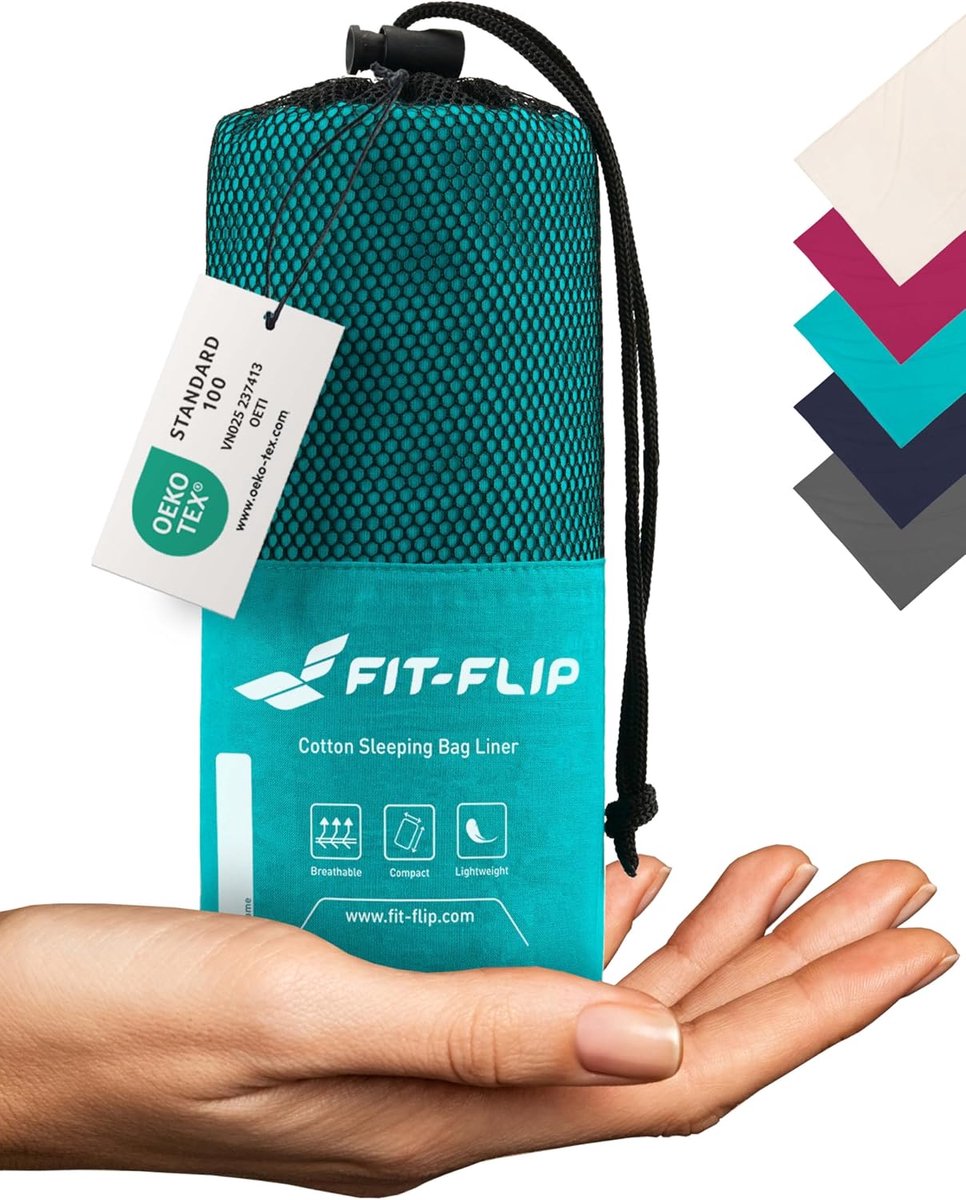 Thijox - Ultralichte Fit-Flip Lakenzak van Katoen - Dunne Reisslaapzak met Kussencompartiment - Compact, Zijdezacht en Ideaal voor Camping en Feestjes