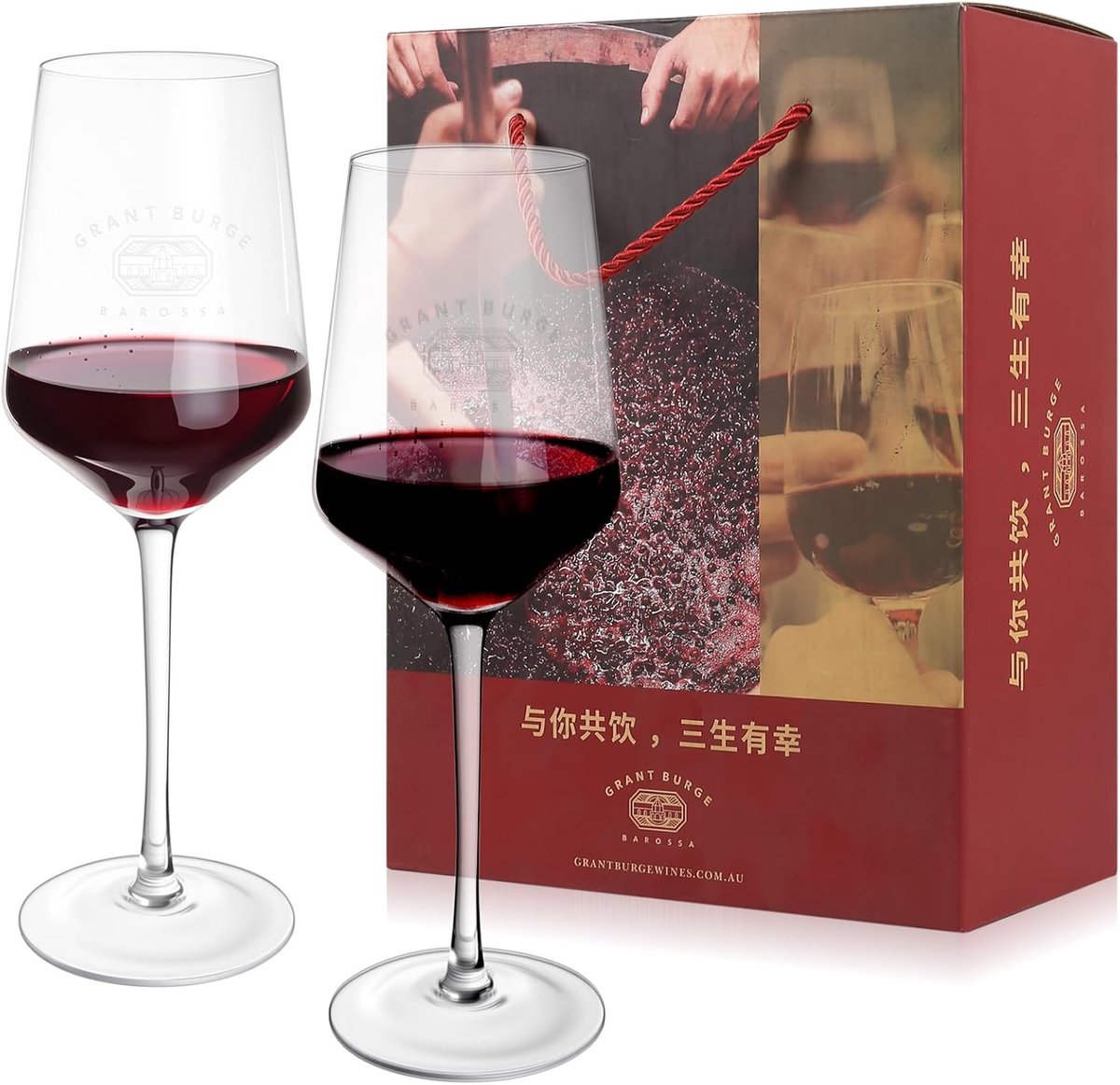 SnelShoppen - Bruiloftscadeaus Wijnglazen Set van 2 met Gravure, Gepersonaliseerde Geschenken voor Bruidspaar, Verlovingsgeschenken, Rood Kristalglas,