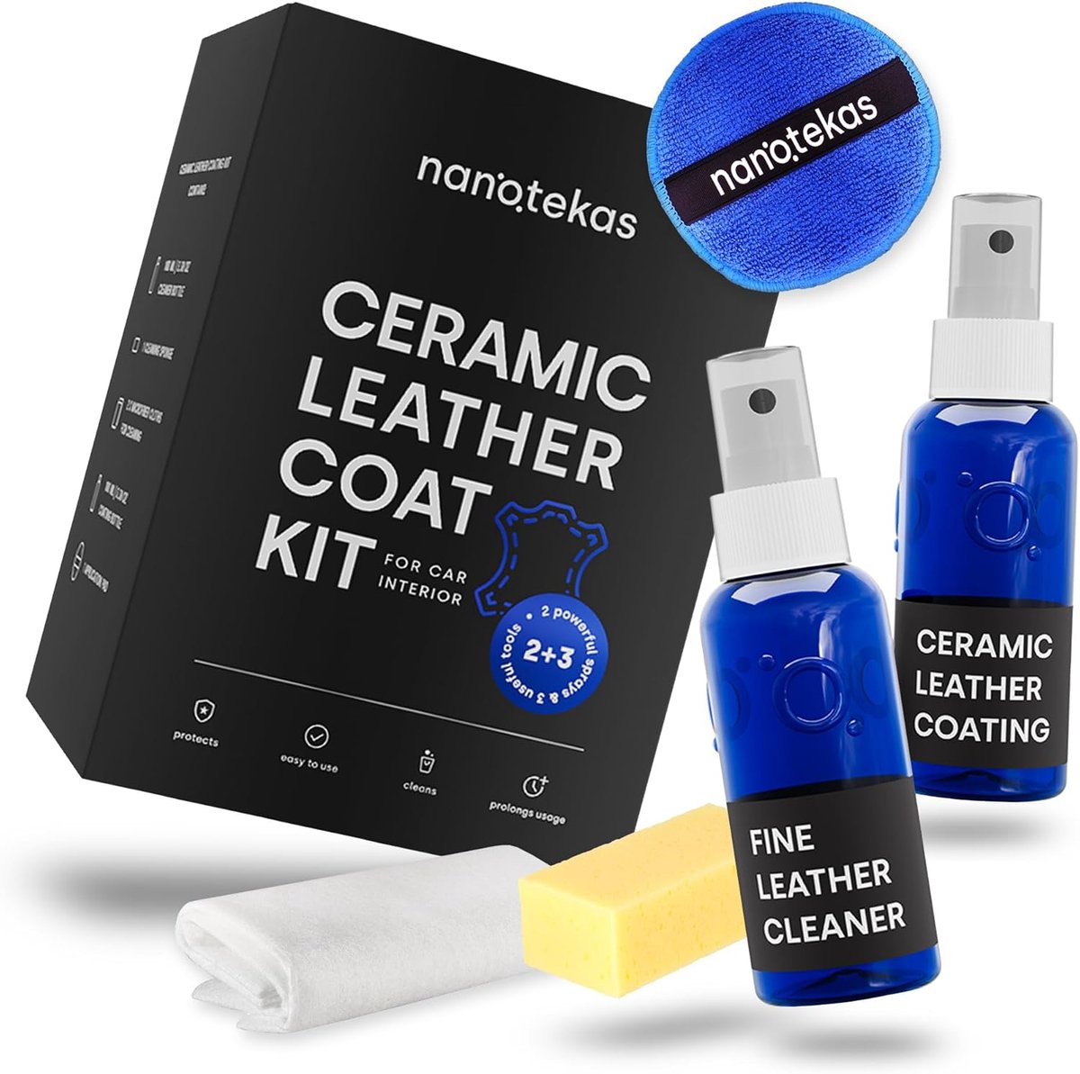 SnelShoppen - Professionele Leer Coating Kit - Leerreiniger en Bescherming voor Auto Interieur, Meubels, Schoenen en Kleding - Nano Technologie - Gesc