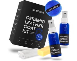 SnelShoppen - Professionele Leer Coating Kit - Leerreiniger en Bescherming voor Auto Interieur, Meubels, Schoenen en Kleding - Nano Technologie - Gesc