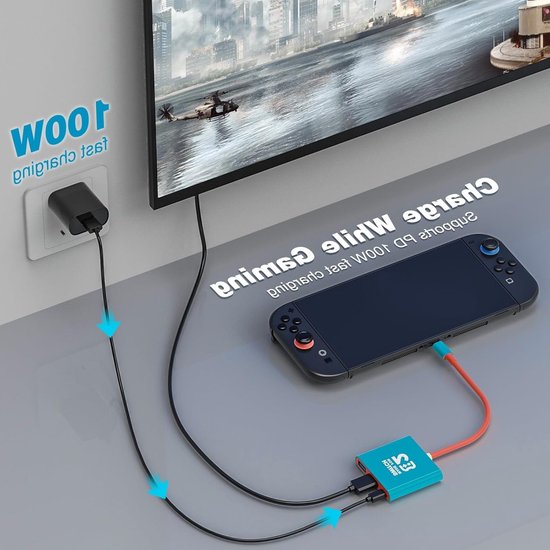 USB C naar HDMI-adapter, 3 in 1 USB-C Hub met USB 3.0 PD, 4K HDMI Converter voor Nintendo Switch en OLED Gaming — afbeelding 2