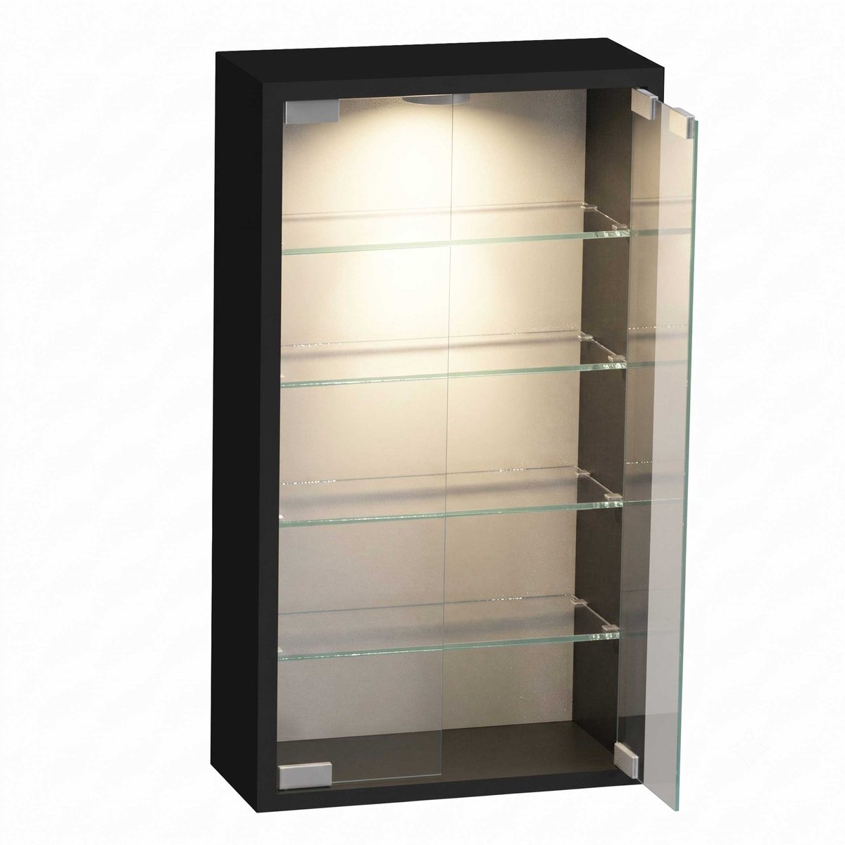 VDD Home – Vitrinekast met glas – Vitrinekast met led verlichting – Vitrinekastje – 40 x 12 x 60 cm - Zwart