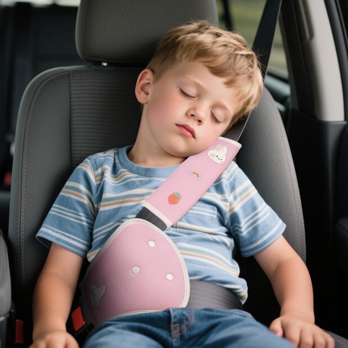 SnelShoppen - Kinder Veiligheidsriem Beschermers - 2 Stuks - Schattige Zachte Autogordel Pads - Hoogwaardige Katoen - Ademend - Perfect voor Auto en K