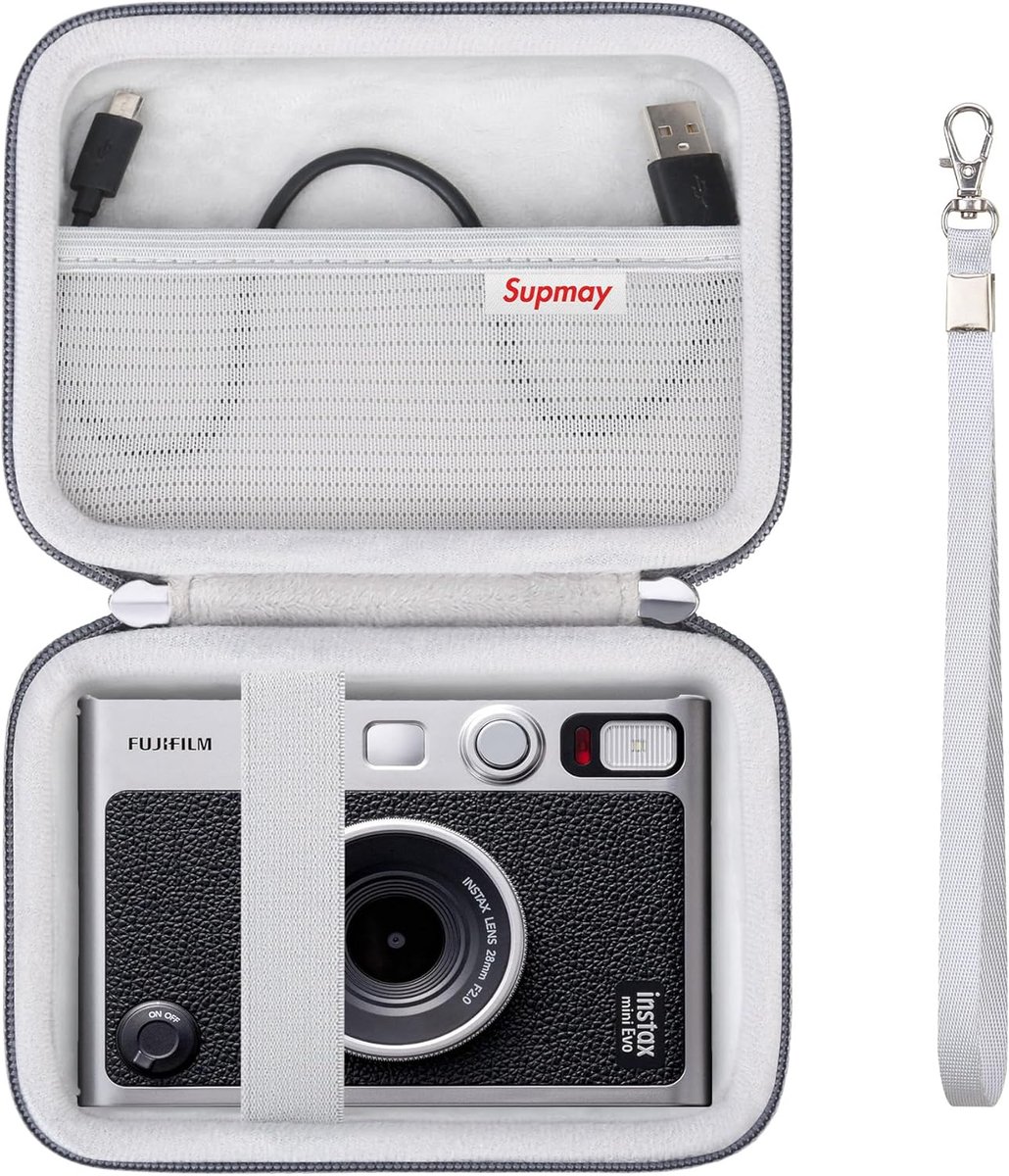 SnelShoppen - Hard Carrying Case voor Mini Instant Camera en Printer - Reistas met Mesh Pocket voor USB Kabels, Film en Accessoires - Premium EVA Mate