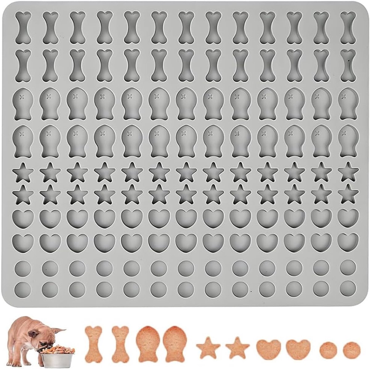 SnelShoppen - Baking Mat Dog Biscuits Mould Silicone 130 Grids 5 Vormen BPA Vrij Herbruikbaar Voor Hondenkoekjes Zelfmaken Keuken