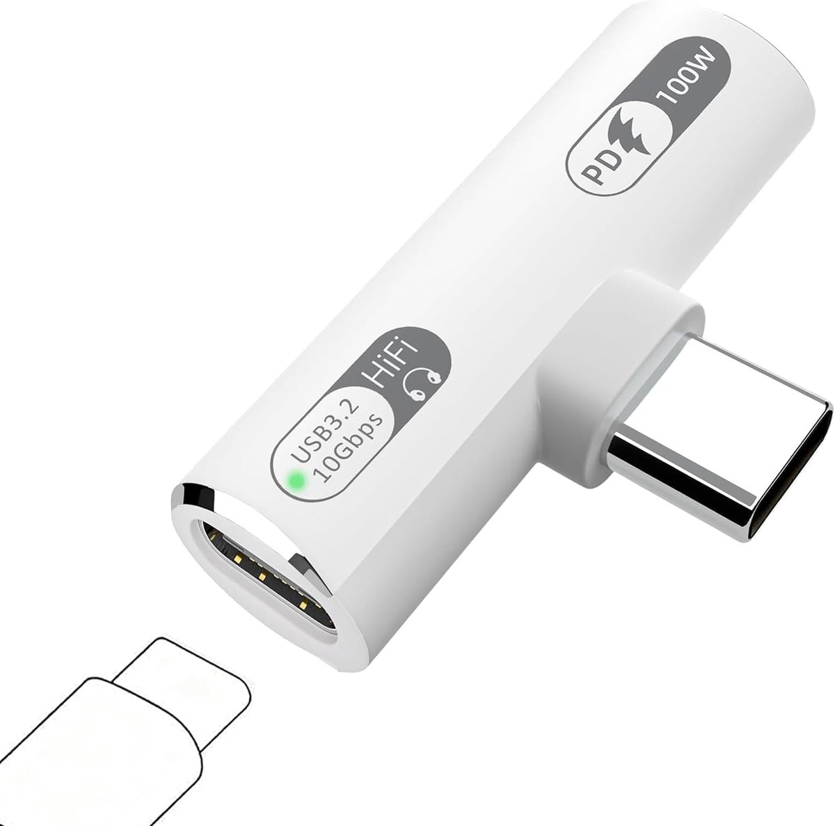SnelShoppen - USB-C Headphone Charger Adapter - 2-in-1 Audio Adapter & 100W Snellader voor Type-C Apparaten zoals Laptops, Tablets en Smartphones - Wi