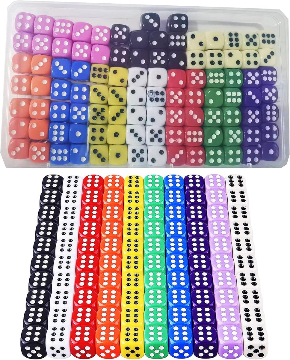 SnelShoppen - 100 Stuks Kleurrijke 6-Zijdige Dobbelstenen 12 mm - Translucent Dice Set in 10 Kleuren - Perfect voor Bordspellen, Wiskundespellen en Fe