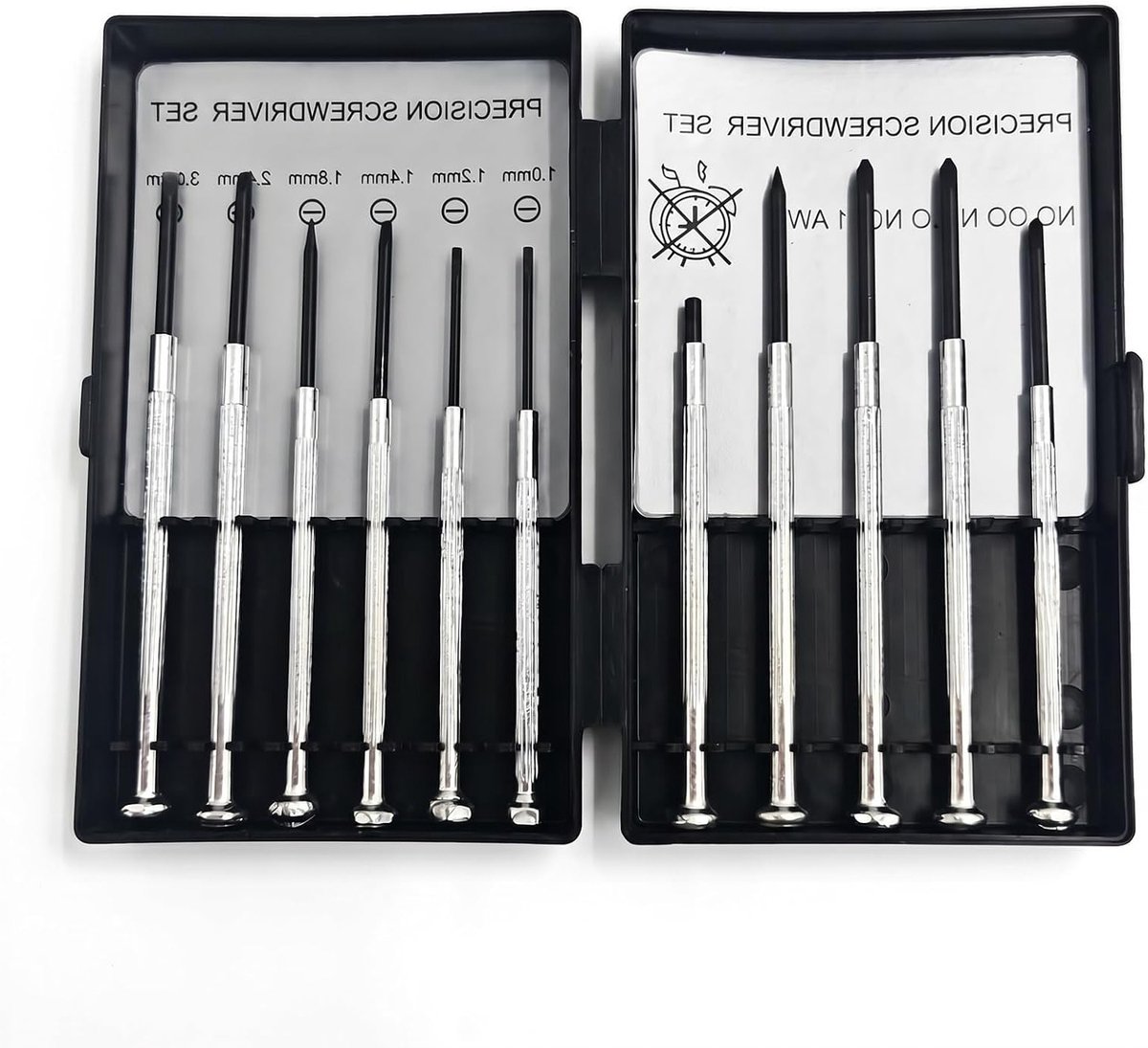 11-delige mini-schroevendraaierset voor precisiewerk, ideaal voor brillen en horloges, inclusief magnetische punt en handige opbergdoos