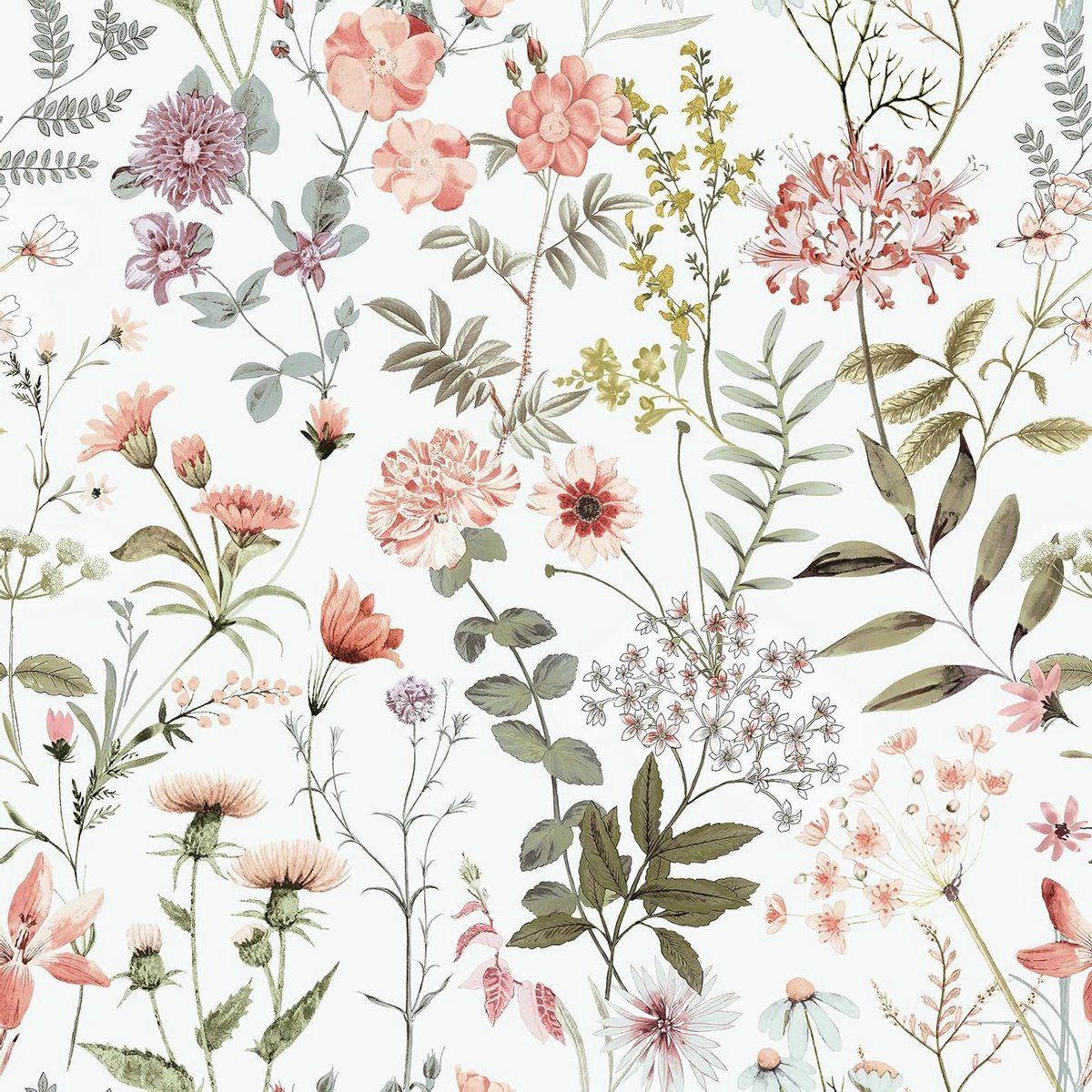 Solidchoice - Zelfklevend Fotobehang met Vintage Bloemenpatroon