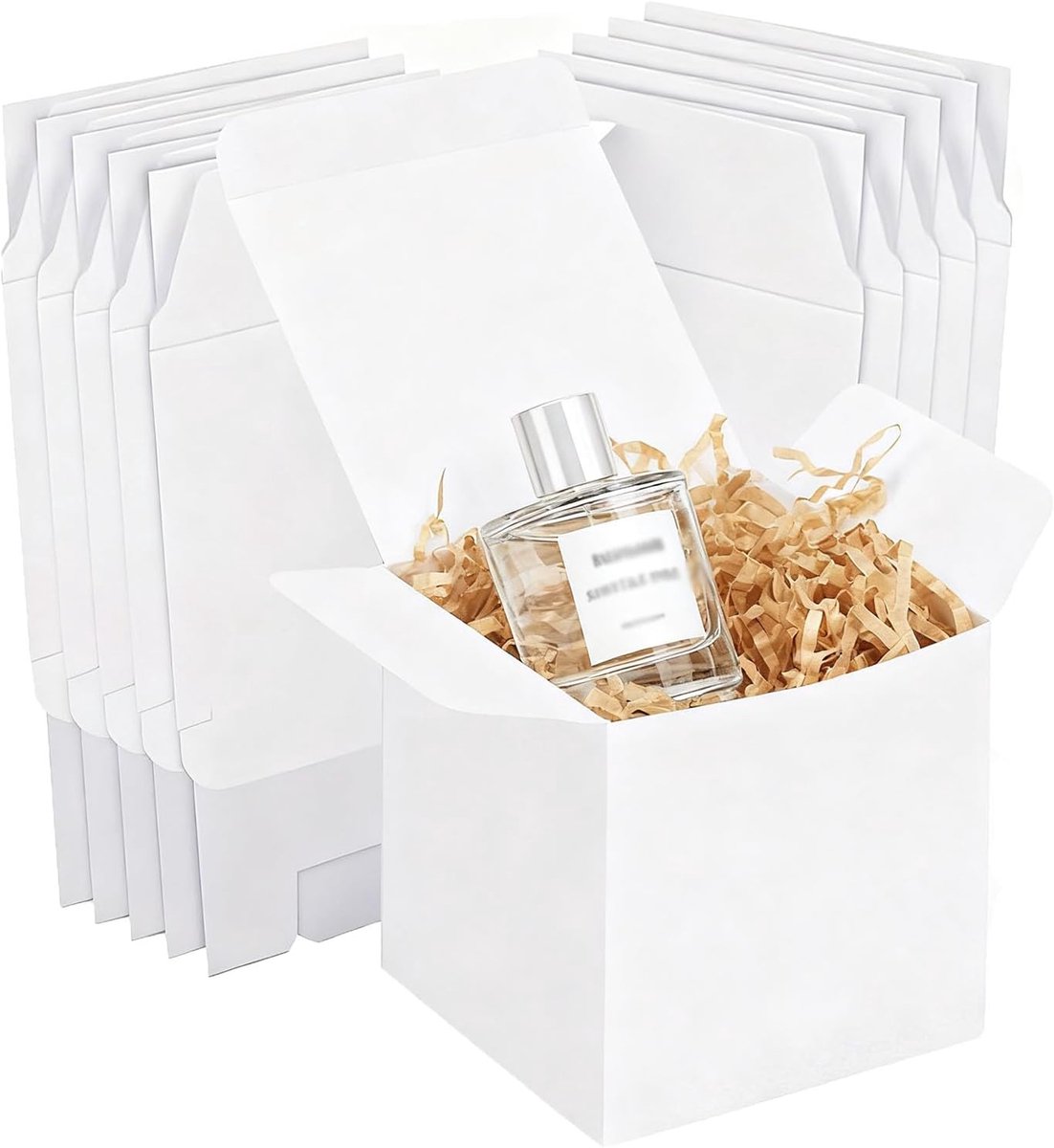 SnelShoppen - Pack van 15 Witte Cadeauboxen met Deksel, Vierkante Kartonnen Dozen 13 x 13 x 13 cm, Herbruikbare Geschenkdozen voor Feest, Verjaardag,