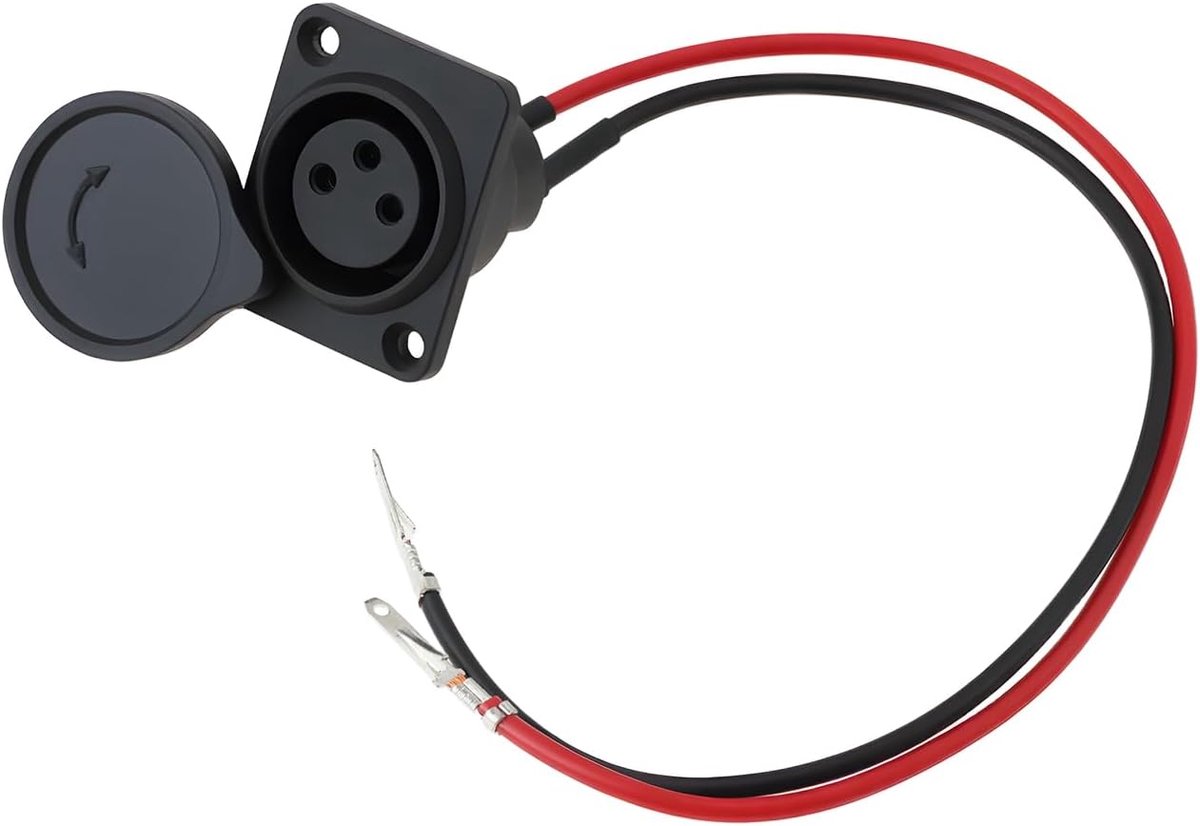 SnelShoppen - 2 Draad 3 Positie XLR Oplaadpunt Stekker voor Scooters - Geschikt voor Diverse Merken - 32cm Kabel - Panel Afmeting 3.2x2.5cm