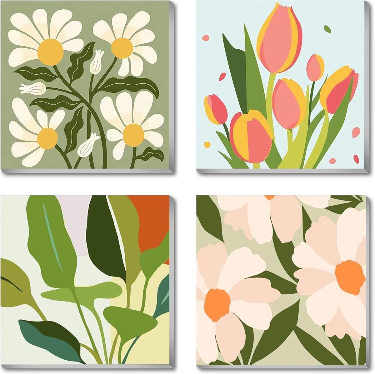 SnelShoppen - 4-delig Schilderen op Nummer Set voor Volwassenen - DIY Handgeschilderde Olieverf Set met Kwasten en Acrylverf - Canvas voor Beginners e