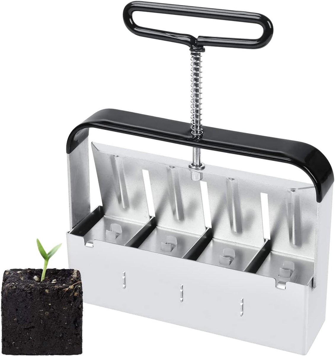 SnelShoppen - 4-delige Handmatige Grondblok Maker - 2 Inch Grondblok Zaaitrays voor Plantengroei - Duurzaam en Herbruikbaar Tuin Gereedschap voor Thui