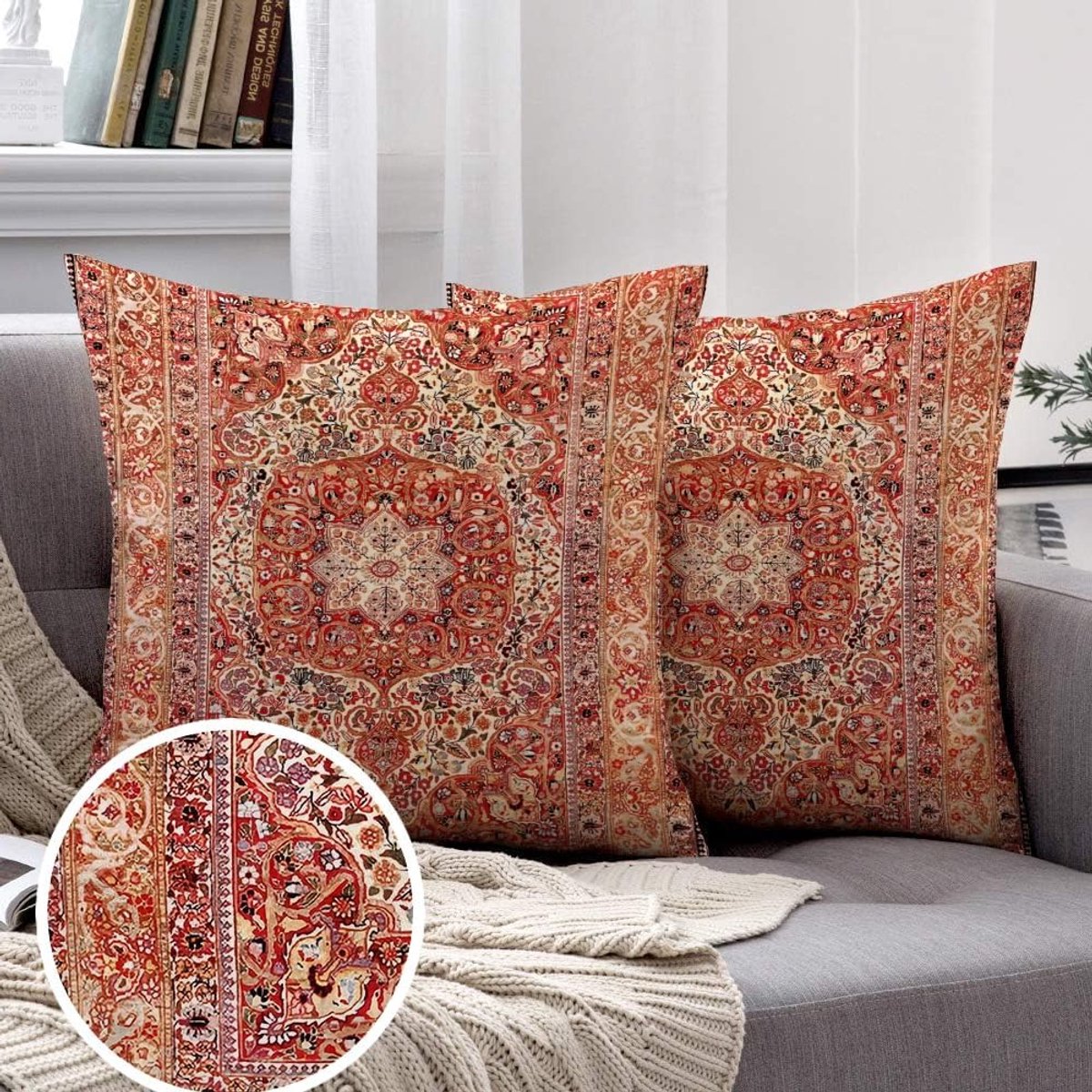 Set van 2 Kussenhoezen 50 x 50 cm, Bohemian Stijl, Waterdicht, Decoratief voor Sofa, Perfect voor Woonkamer en Buitengebruik