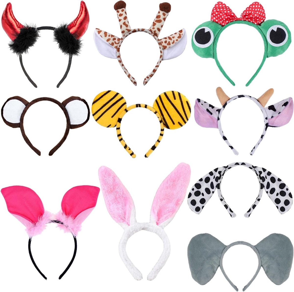 10 Kinderhoofdbanden met Dierenmotieven voor Halloween, Carnaval en Verjaardagsfeesten, Cosplay Accessoires voor Kinderen en Volwassenen