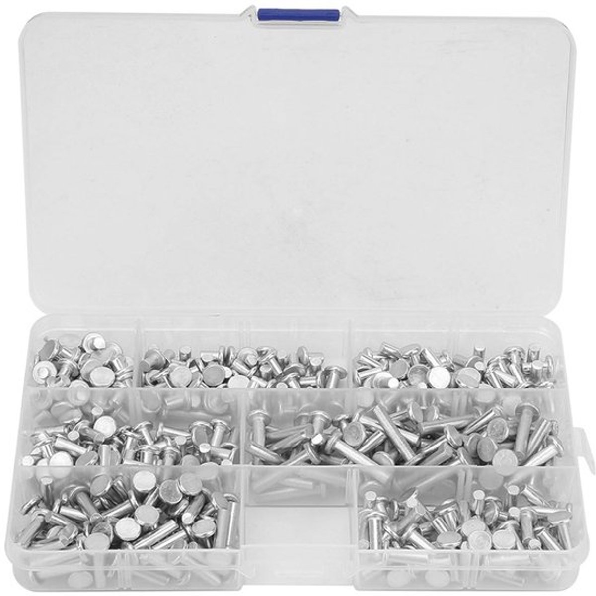Aluminium Rivetten Set - 350 Stuks - Multi-Formaat 4/6/8/10/12/16/20mm - Platte Kop - Hoogwaardig Aluminium - Opbergdoos - Klinknagels