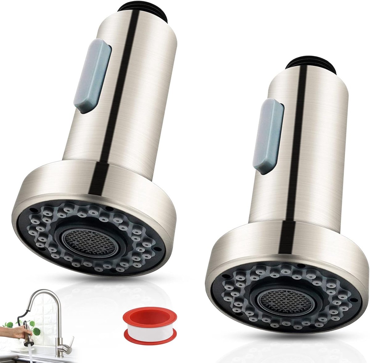 SnelShoppen - 2pcs Douchekop met 2 Spuitstanden, Keuken Kraan Spraykop en Waterdichte Ring voor Badkamer, Douche en Keuken - Universele 1/2 Inch Aansl