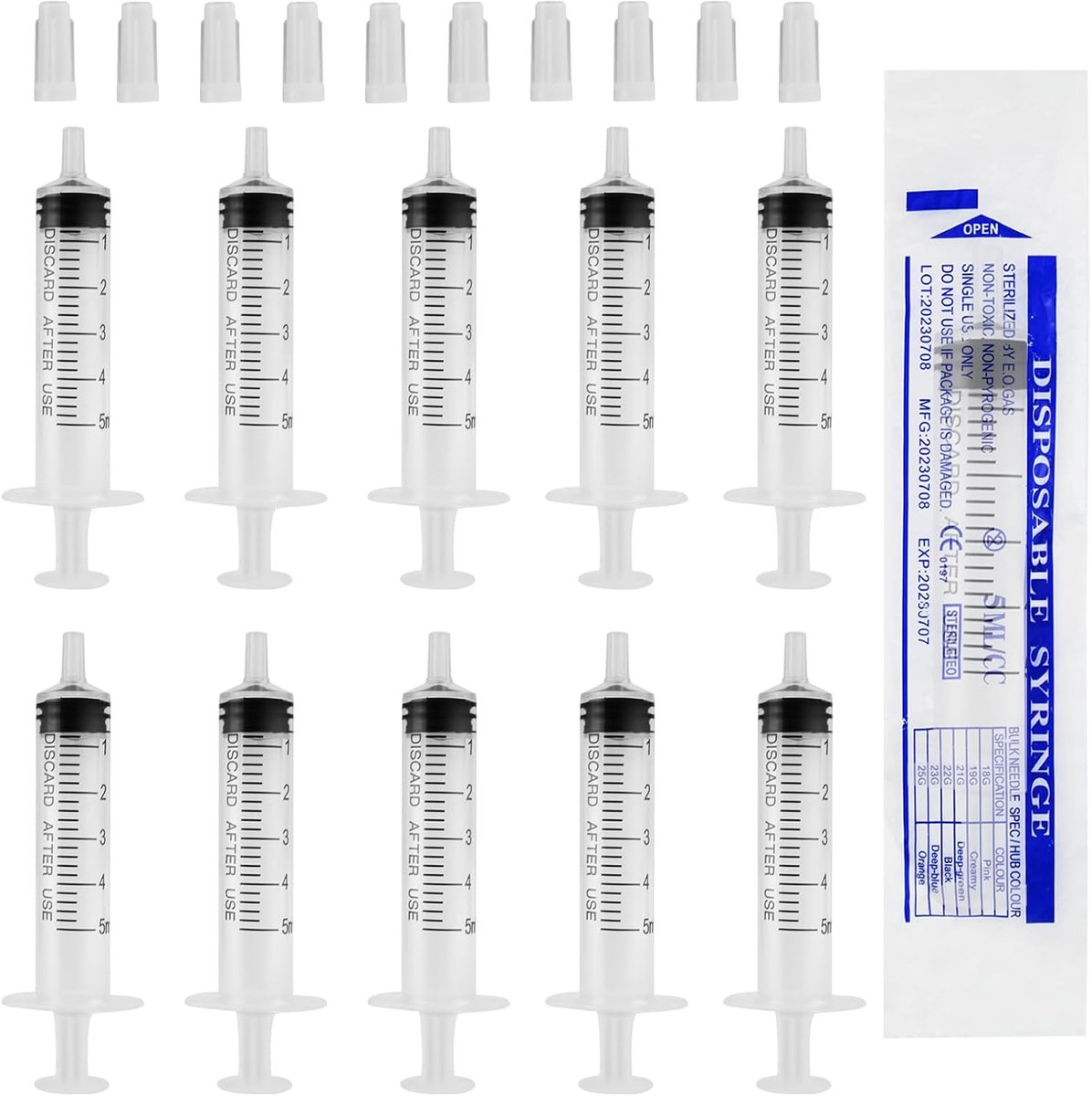SnelShoppen - 32 Stuks Plastic Spuiten met Sealing Caps, 5ml Multifunctioneel, Precisie Schaal, Herbruikbaar, Transparant voor Vloeistof Scheiding, Tu