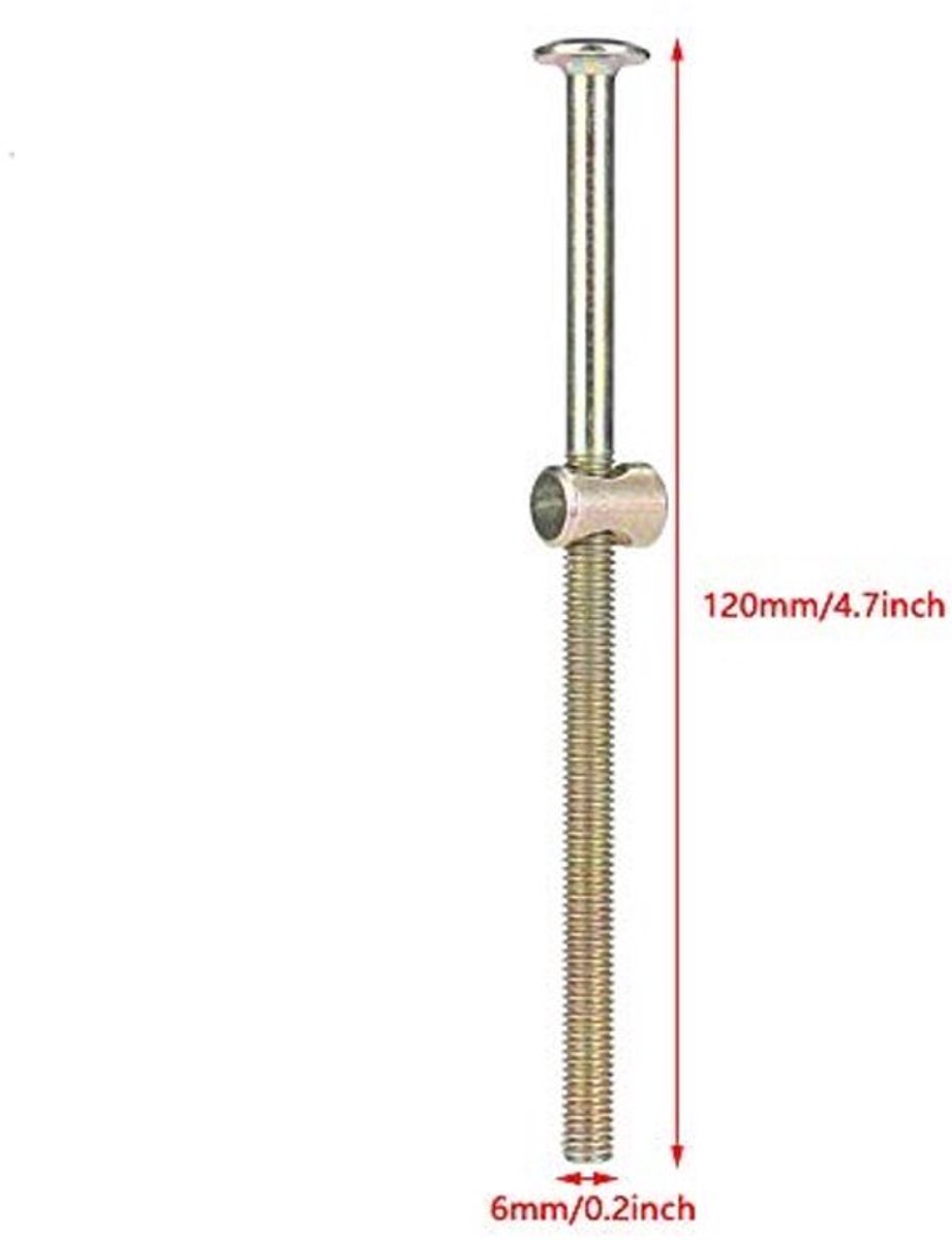 Meubelschroeven 10 Stuks - 120mm Boutlengte - 6mm Draaddiameter - Koolstofstaal - Schroeven met Moeren - Hoogwaardige Kwaliteit - Meubelbouten
