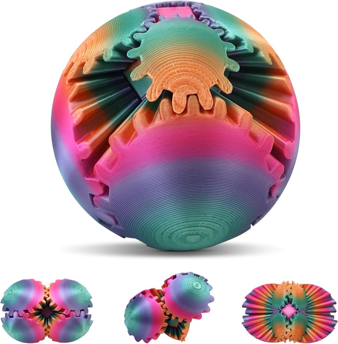 3D Gearsphere Swivel Gear Ball - Stressverlichting Speelgoed voor Bureau, Antistress Speelgoed, Kleurige Regenboog Design