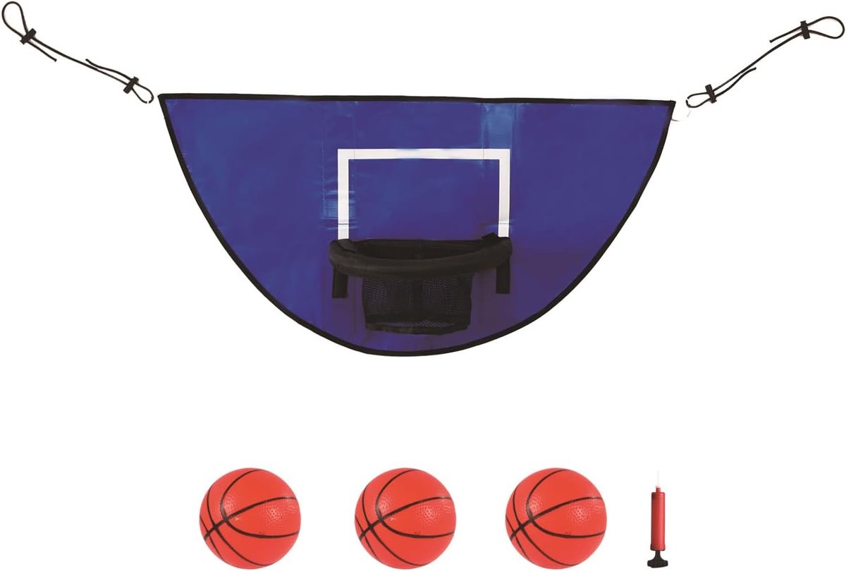 Thijox - Trampoline basketbalmand met afscheurrand, universele mini-basketbalring met 3 mini-basketballen, ideaal voor kinderen en volwassenen, eenvou