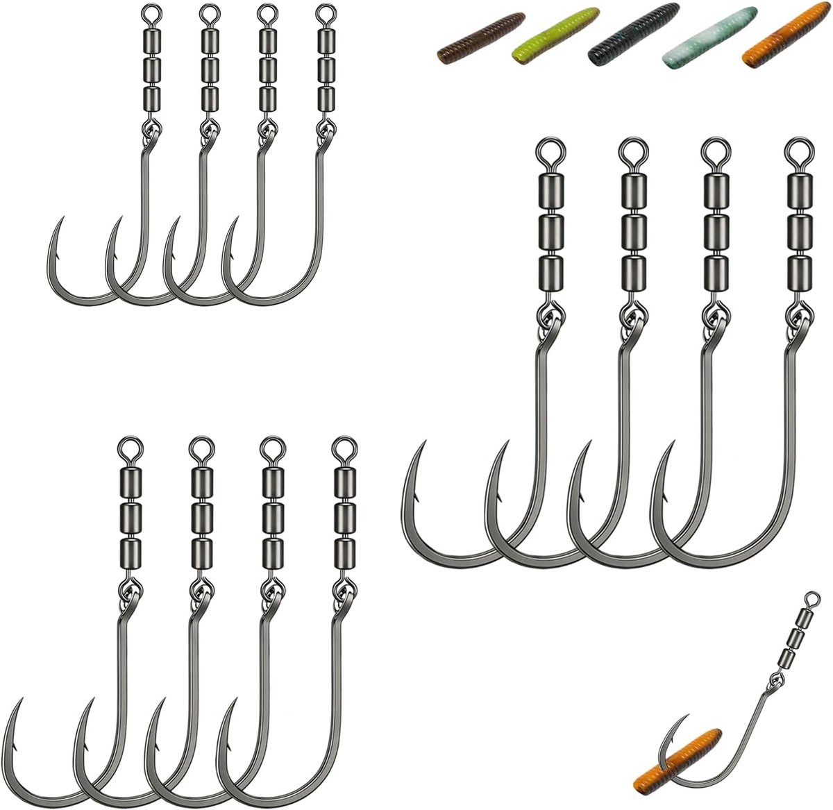 SnelShoppen - 12pcs Rotatable Barbed Hooks voor Snoek, Forel, Zee, Meer, Rivier – 360 Graden Draaiende Triple Haken voor Natuurlijke Aas Effecten