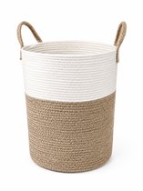 ZoeZo Wasmand 52 Liter - Opbergmand - Speelgoedmand - Opvouwbaar - Katoen met Handvatten - 34 x 45 x 26 - Wit/Bruin