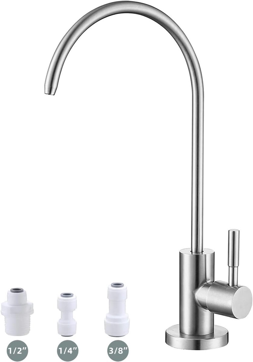 SnelShoppen - Drinking Water Faucet - Eenvoudig te Installeren Keuken Waterkraan - Leidingvrij RO Tap voor Keuken en Bar - Brushed Nickel SUS304 RVS -