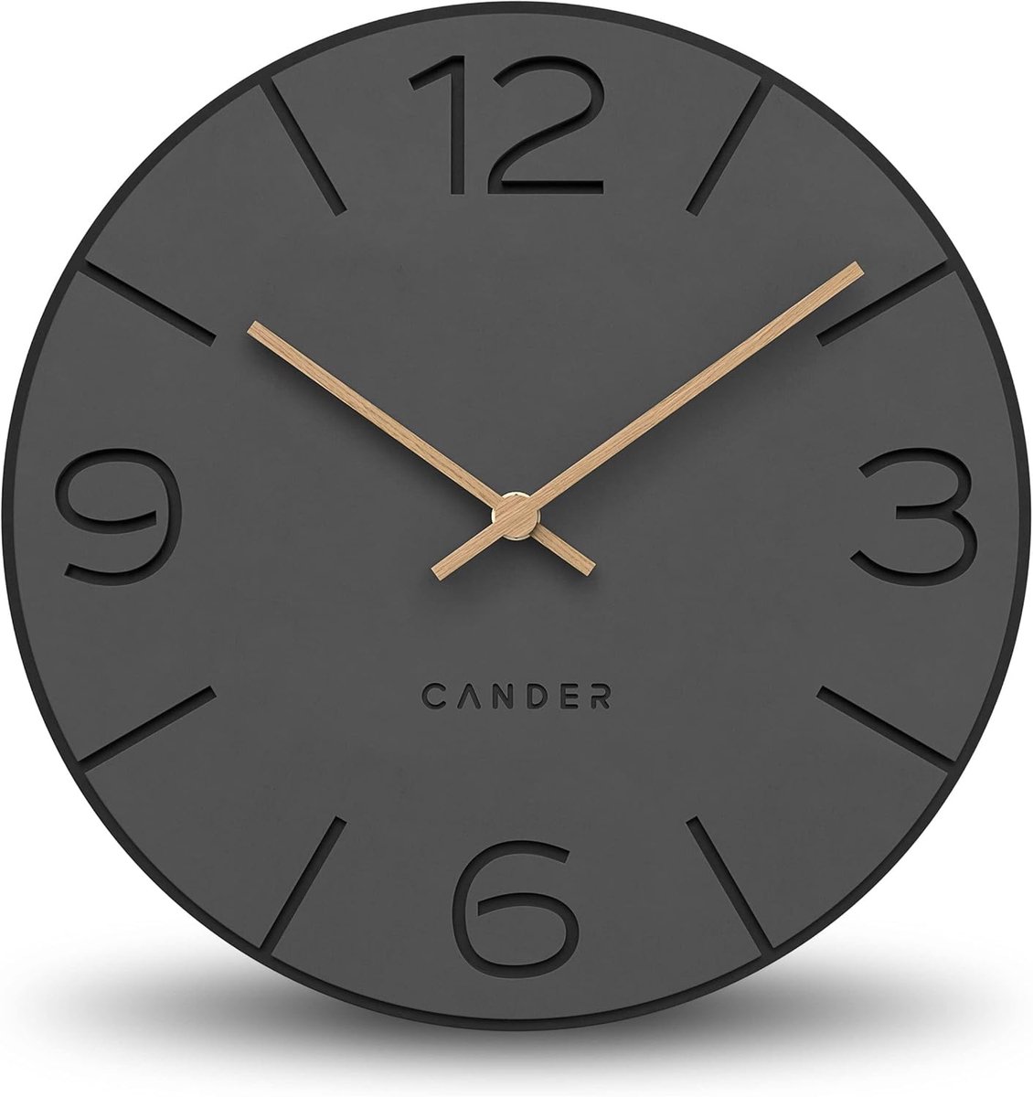 Thijox - Wandklok Geruisloos Analoog 30 cm - Modern Vintage Grijs Zwart - Houten Wijzers - Perfect voor Woonkamer, Keuken en Slaapkamer